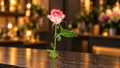 Frische rosa Rose mit zarter Blüte als elegante Schnittblume von FLORÉ Blumen. – warmer FLORÉ Hintergrund