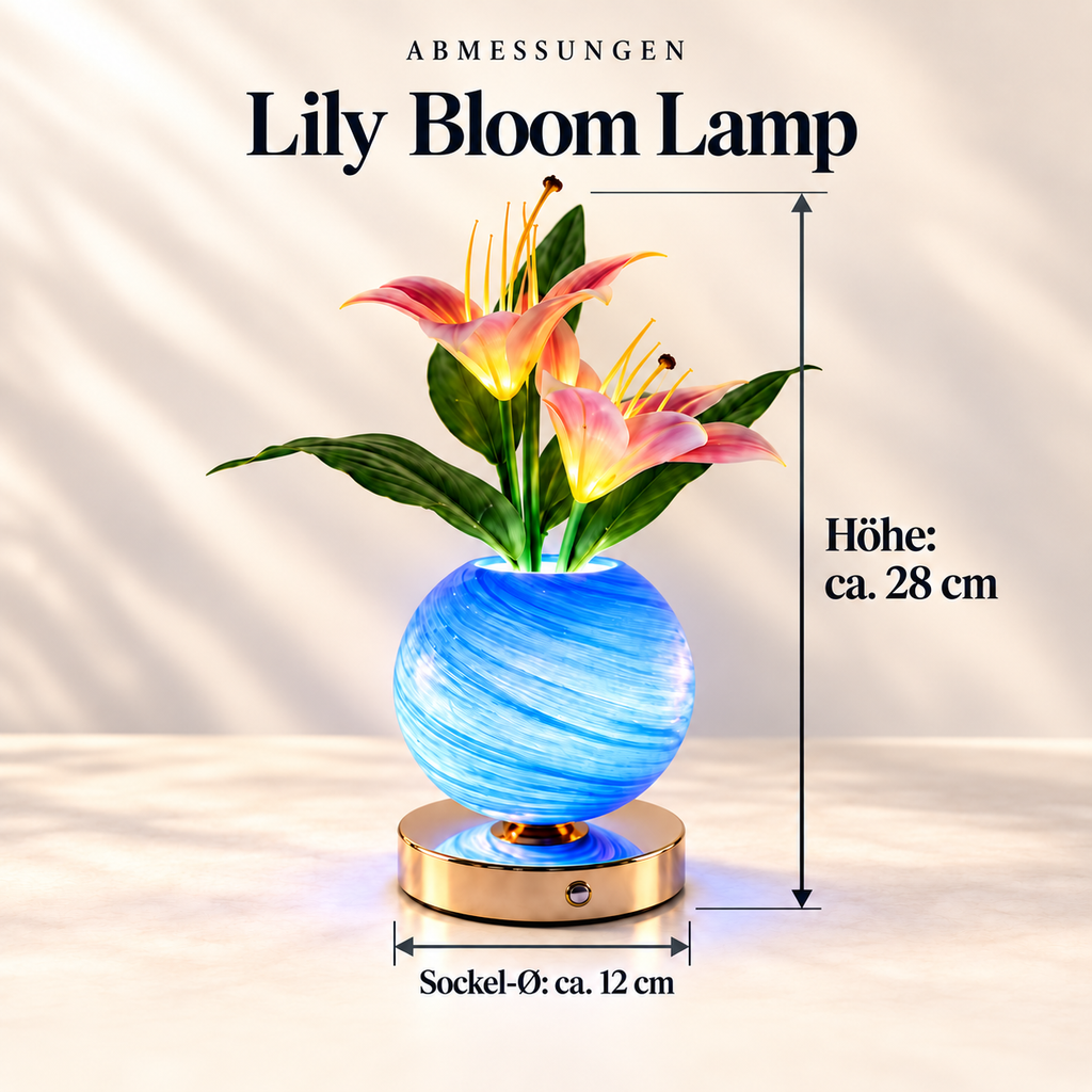Lily Bloom Lamp – Höhe ca. 28 cm, Sockeldurchmesser ca. 12 cm
