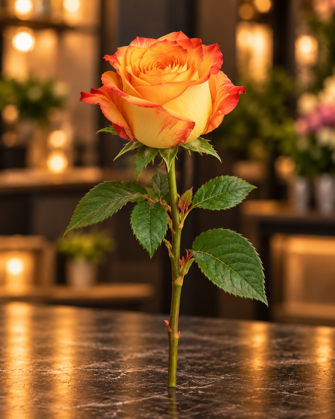 Rose Gelb-Orange – Einzelstiel